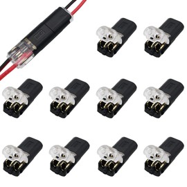 CTRICALVER 10 Pcs 2 Needle Low Voltage General Purpose Connector Electrical Wire Connector, Wiring Connector, Non Peel Push Design I Connector 18-22 AWG Cable