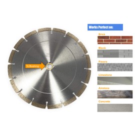 10-inch Dry or Wet Segmented Saw Blade with 5/8-inch Arbor for Concrete/Brick