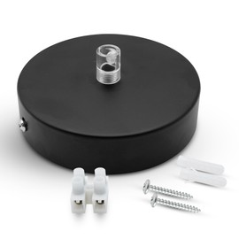 DOJA Barcelona Ceiling Lights Canopy, Black, Pack of 2, Lamp Canopy 100 x 25 mm, Ceiling Rose, Metal Ceiling Canopy, Ceiling Lights Accessories, Bedroom Decoration, Cable Cover