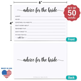 321Done Advice for the Bride, 4x6 White (50 Cards) Made in USA, Fun Bridal Shower Game, Keepsake, Guestbook Alternative, Thick Luxury Card Stock with Modern Stylish Calligraphy Script Design