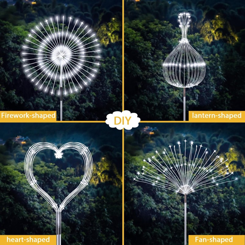JJGoo Solar Firework Lights, 2 Pack 120 LEDs 2 Lighting