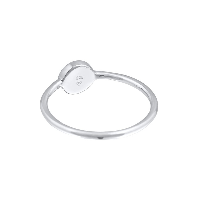 Elli Basic Women's Solitaire Stacking Ring with Black Enamel in