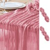 Asee'm 2pcs Cheesecloth Table Runner 120 Inches Long Dusty Rose