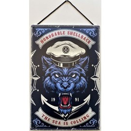 Blechschild With cord 30 x 20 cm Honorable Shellback - Sheet Chema