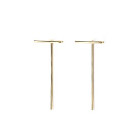 Bar Threader Earring Line Double Sided Front Back Ear Jacket Staple Minimalist Hypoallergenic Silver Rose Gold