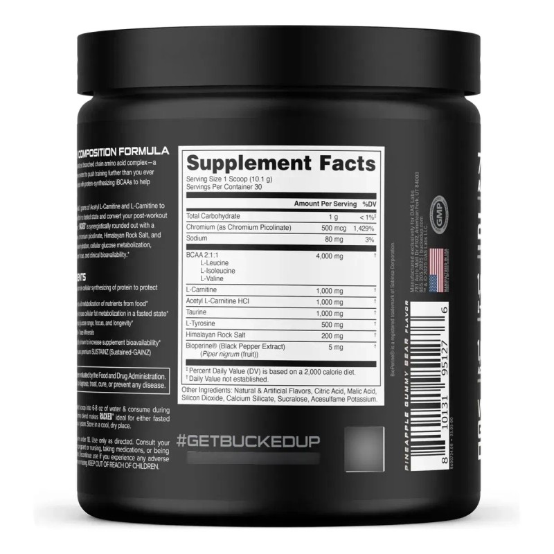 Bucked Up Racked Bcaa 2:1:1 White Gummy Deer, 30 Porciones