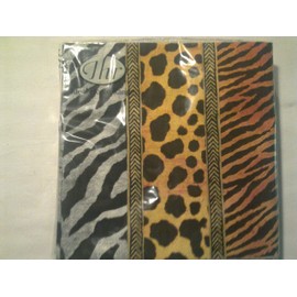 IHR African Animal Leopard Zebra Giraffe Print Napkins 20 - Animal Print Gold
