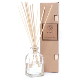 Eco Candle Co. Reed Diffuser Set, Bonfire, 4 oz. - Scents of Smoldering Wood, Smoke, & Incense - Premium Phthalate Free Fragrance & Essential Oil Blends, 12 Reeds, Recycled Box
