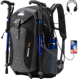 Alitifiy 40L Hiking Backpack, Hiking Rucksack Durable Waterproof Travel Bag Outdoor Sports Camping Cycling Skiing Daypack Climbing Trekking Mountaineering Gifts for Men Women (Black Grey)