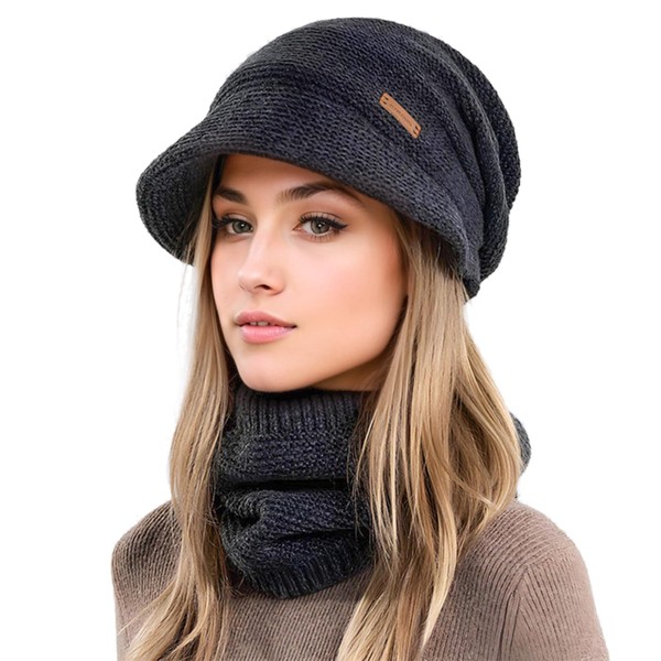 Women's Winter Hat with Scarf with Scarf Autumn A Combination