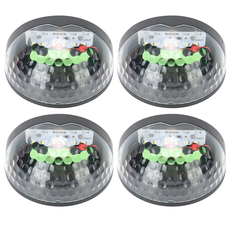 4Pcs Outdoor Waterproof Semicircle 6LED Solar Power Wall Lamp Black