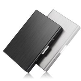 Tarjetero, Tarjetero para Tarjetas de Crédito,TXG Delgado Billetera de Aluminio con RFID Bloqueo para Tarjetas de Visita, Mujeres o Hombres con 6 Ranuras de PVC (Negro+Plata Cepillada)