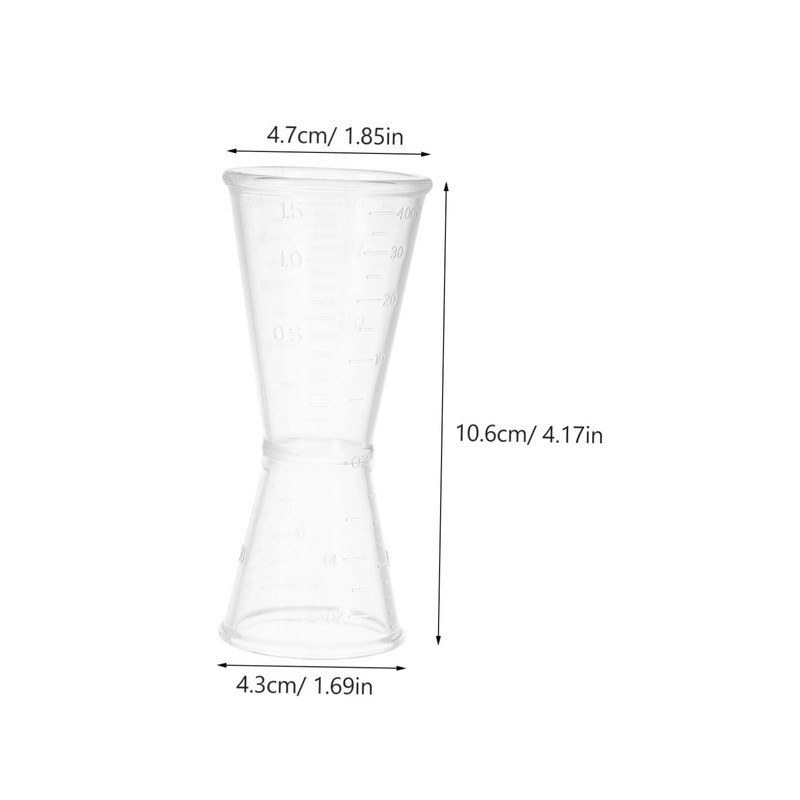 BUGUUYO 10pcs Transparent Double Jigger Cocktail Measuring Cup with Clear