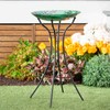 Evergreen Garden Metal Hourglass Shape Bird Bath Stand for Outdoors
