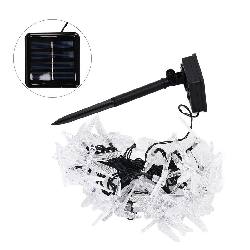 Dragonfly Solar String Lights 30LEDs Solar Powered Fairy Lights Waterproof