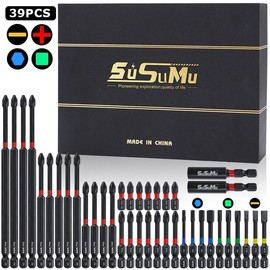 Gifts for Men,SUSUMU Magnetic Impact Phillips Drill Bit Set, 1/4 Inch Hex Shank Drill Bit Set, Insert Drill Bit Set, Power Tool Accessories:_39PCS