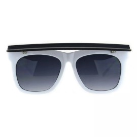 SA106 Unique Collapsible Sun Visor Horn Rim Hipster Plastic Sunglasses - White Smoke Black