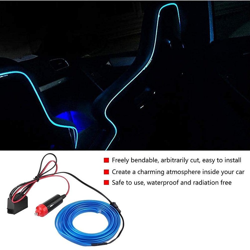 KIMISS DC 12V Car Panel Neon Lamp Strip Blue Cold