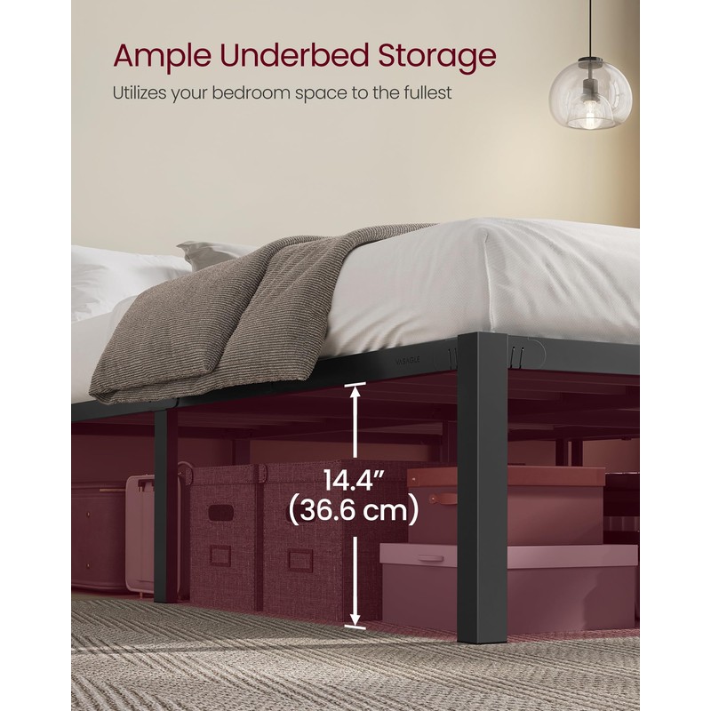 VASAGLE Superfast Assembly, Metal Full Bed Frame, Heavy-Duty Platform Bed