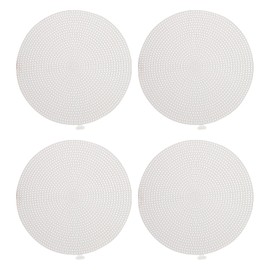 MECCANIXITY Plastic Mesh Canvas Sheet 18cm/ 7" White Round Blank Canvas for Embroidery Needlepoint, Knit Crochet Mesh, Pack of 4