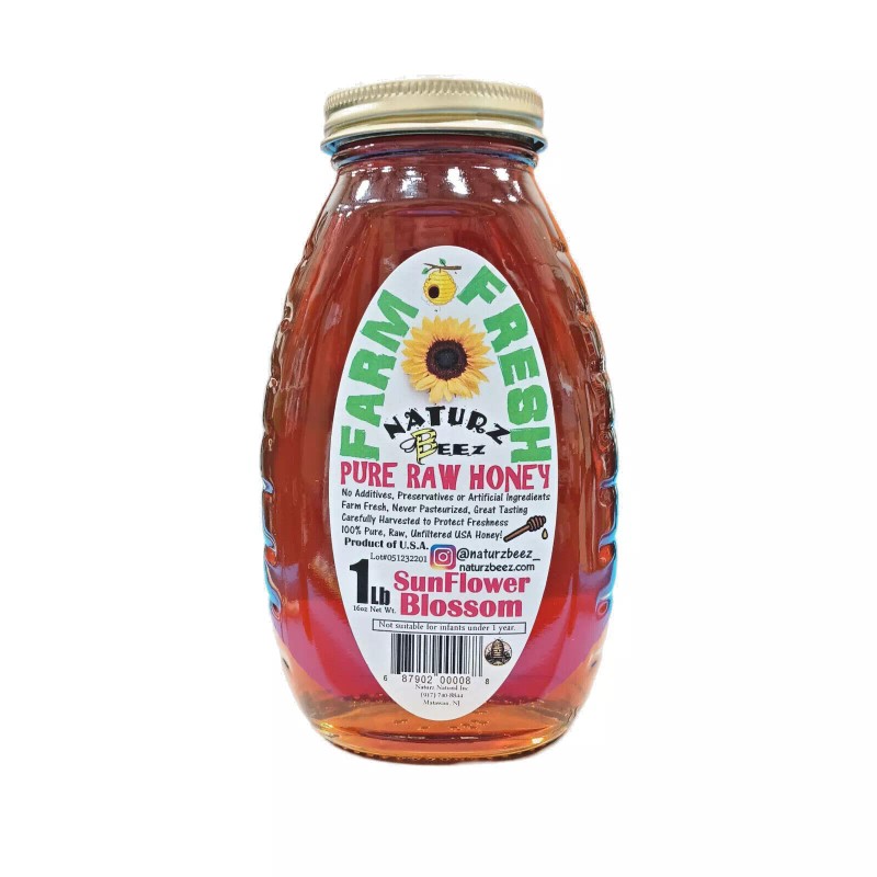 NATURZ BEEZ RAW HONEY SUNFLOWER 1Lb 454g 100% PURE RAW