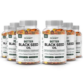 Organics Ocean Better Organic Black Seed Oil Cold Pressed - Pure Nigella Sativa Oil for Immune Support - 5% Thymoquinone - Support Memory, Vitality, and Cellular Health - 6 Pack Bulk Supply