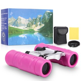 Zhufas Binoculars for Children, Binoculars for Children, Children's Binoculars with Strong Magnification 8 x 21, Perfect for Any Outdoor Adventure, Binoculars Children from 3 Years (Pink)