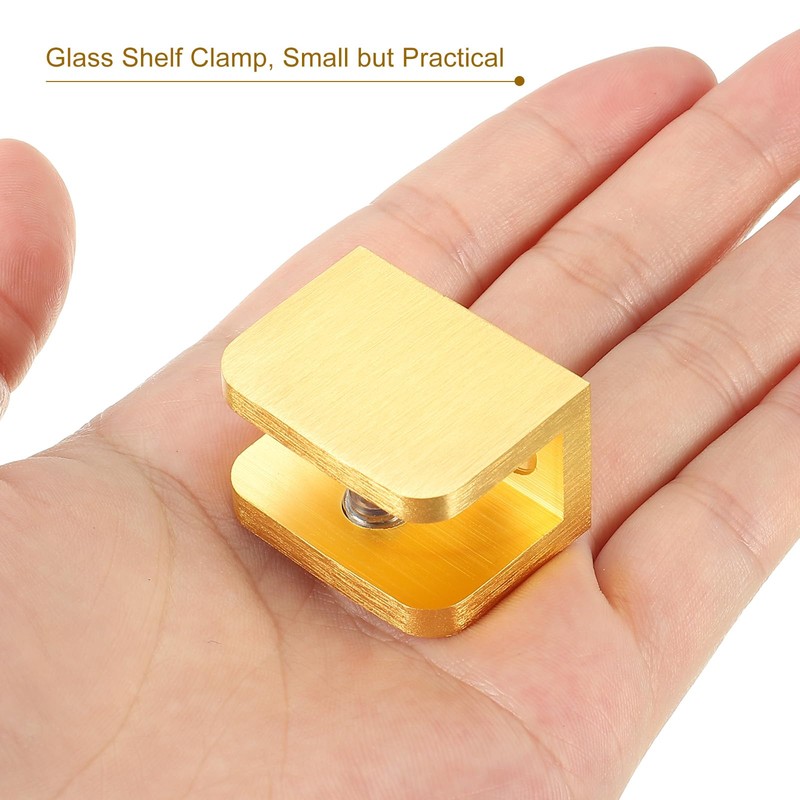 sourcing map Glass Shelf Clamp, 2Pcs Brass Glass Clamp for