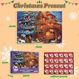 POPOYU Advent Calendar 2024 Christmas Jigsaw Puzzle for Kids and Adults Xmas Gift,1008 Pieces Xmas Puzzles in 24 Box 24 Days Christmas Countdown Jigsaw Puzzles Santa Claus Puzzles for Home Wall Decor