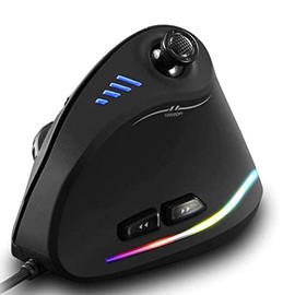 Zeerkeer Ergonomic Vertical Mouse, RGB Wired Vertical Gaming Mouse with Joystick, 11 Programmable Buttons, 5 Adjustable DPI(1500-2500-4000-7000-10000) for PC, Desktop, Laptop