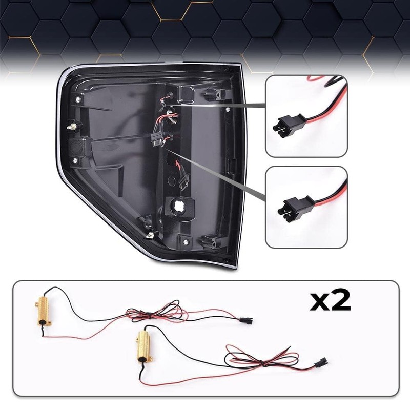 PIT66 LED Tail Lights Pair w/Red Light Bar&wiring harness Compatible
