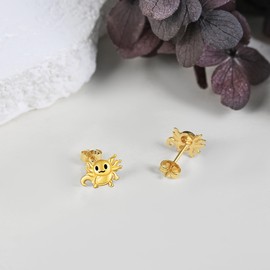 ELFRONT Axolotl Earrings 14k Soild Gold Axolotl Studs Axolotl Jewelry Gifts for Women