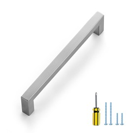 Ravinte 1 Pack Stainless Steel 6-1/4 Inch Cabinet Pulls Brushed Nickel Kitchen Cabinet Handles Square Kitchen Hardware for Cabinet Come with Screwdriver