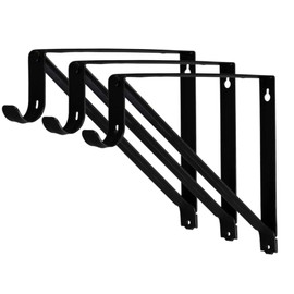 Harrier Hardware Premium Heavy Duty Closet Shelf and Rod Bracket, Black, 3-Pack