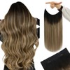 YoungSee Invisible Wire Hair Extensions Dark Brown 14 Inch Wire