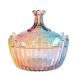 SOCOSY Royal Rainbow Candy Shape Clear Glass Apothecary Jar Candy Jar Wedding Candy Buffet Jars Food Jar with Lid (10oz/27oz)