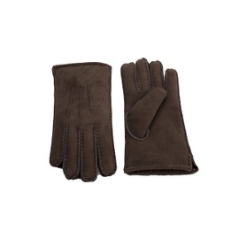 Genuine Lambskin Winter Gloves color brown - warm lining (100% Merino Sheepskin) size XL