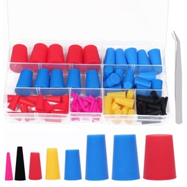 BRIOTA 100Pcs Rubber Bungs for Holes, High Temp Resistant Tapered Plug Assortment Kit - for Powder Coatings, Painting, Anodizing, Media Blasting (Multicolor)