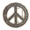Round Perforated Floral Engraving Peace Sign Belt Buckle, Antique Gold