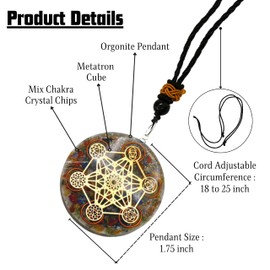 Amazing Gemstone Orgone Pendant with Seven Chakra Crystal and Chakra Metatron Cube - Natural Healing Pendant Necklace for Women Men and Kids