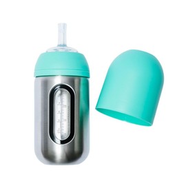 Lion & Lady 18/8 Stainless Steel Toddler Straw Bottle with Window - with Straw, Kids Drink Bottle, Durable, BPA-Free - 350ml - Mint