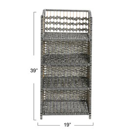 Household Essentials Woven Accent Shelf Black and White Paper Rattan