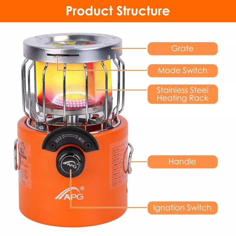 APG 2000W 2 In 1 Camping Stove Tent Heater Gas