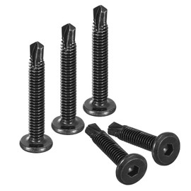 uxcell Hex Socket Self Tapping Screws, 1/4 x 1-5/8" 410 Stainless Steel Sheet Metal Flat Head Drilling Screw 100pcs, Black