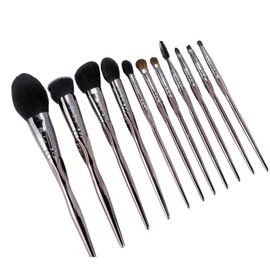 Britains Beauty Silver Makeup Brush Set – Complete 11-Piece Premium Synthetic Bristle Kit with Sleek Storage Case for Foundation, Blending, Blush, Eye Makeup