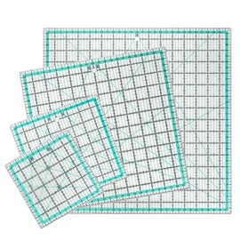 MANUFORE - Reglas cuadradas para acolchar (32 cm/24 cm/16 cm/12 cm) Reglas acrílicas antideslizantes con líneas impresas transparentes para un corte p
