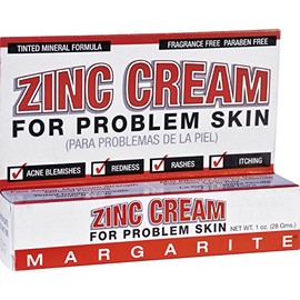 Margarite Zinc Cream - Acne - Rashes - Itching - Fragrance Free - Paraben Free -1 oz (Pack of 2)