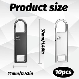 AONAYO Pack of 10 Zip Zippers, Zipper for Zipper, Zipper, Zip Repair Set, Removable Metal Zipper Pull, Zip Replacement, for Purse, Dresses, Jeans, Suitcase, Luggage