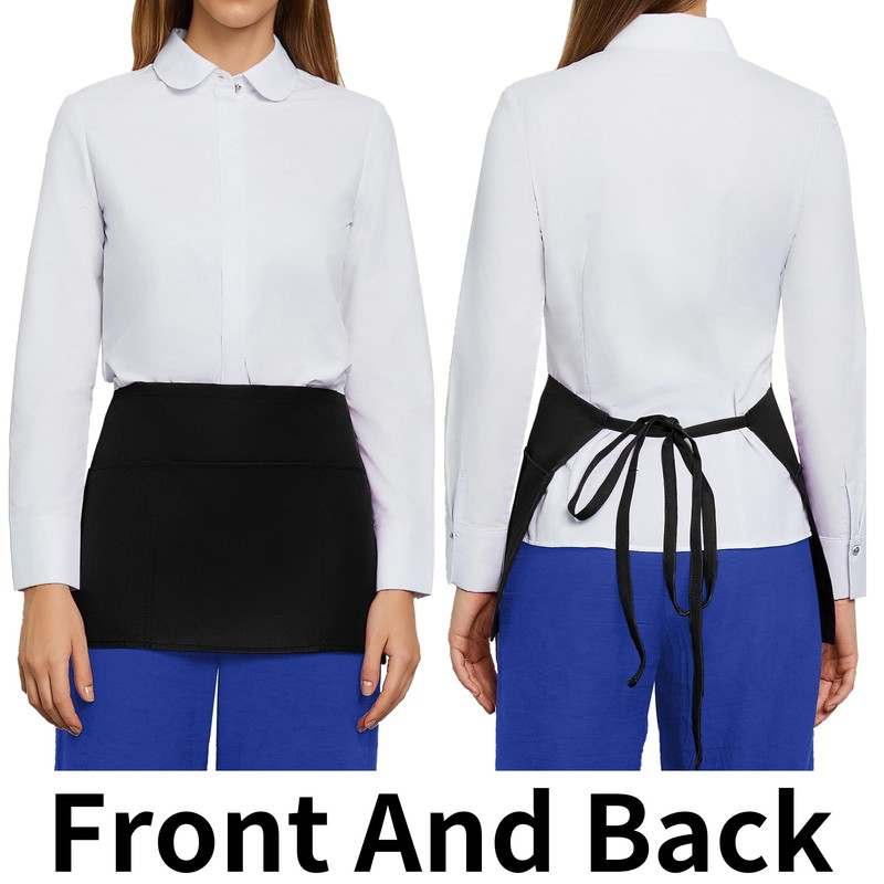 BOHARERS 1 Pack Waitress Apron With 3 Pockets - Black