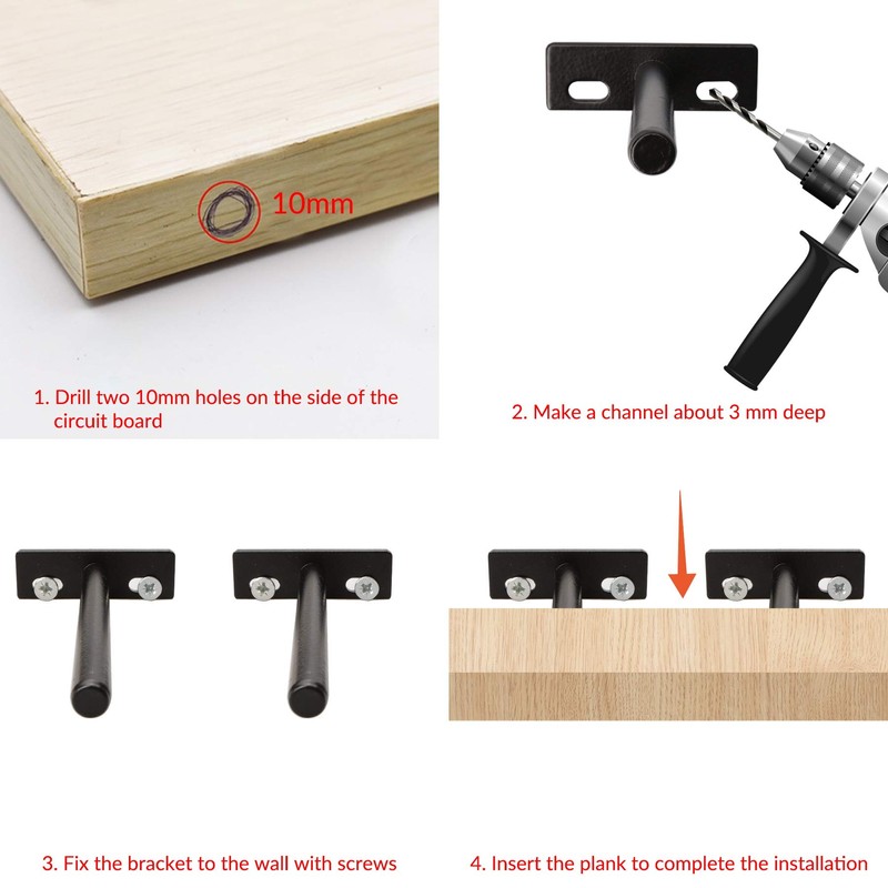 YEYIT 4 Pcs Floating Shelf Brackets, 4 Inch Solid Steel